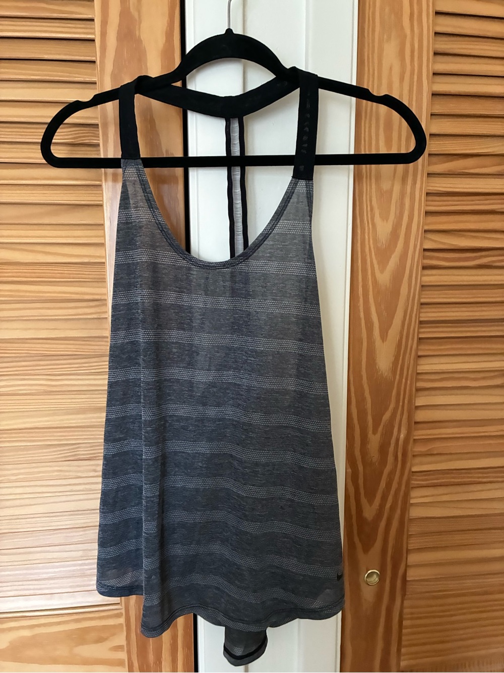 Women's Gray Striped Racerback Tank Top - Brand: NIKE size large